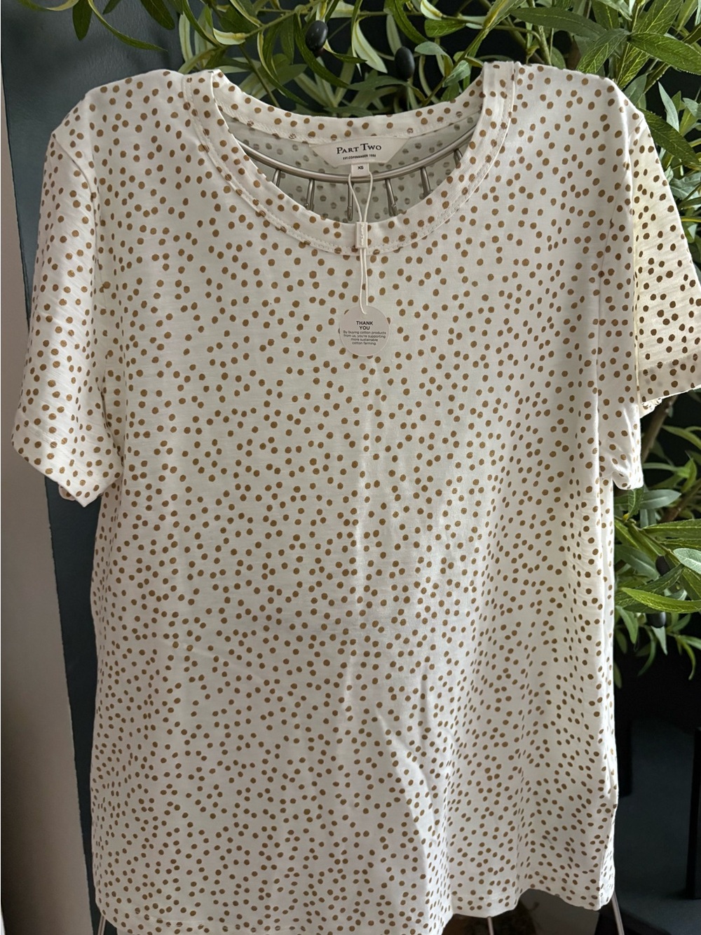 Part Two Cream with gold Polka Dot Tee